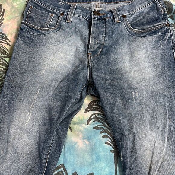 Jules Jeans button fly lightly distressed low rise straight - Picture 2 of 7